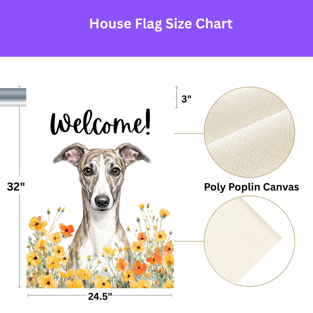 Yellow Poppies Whippet Welcome Garden Flag