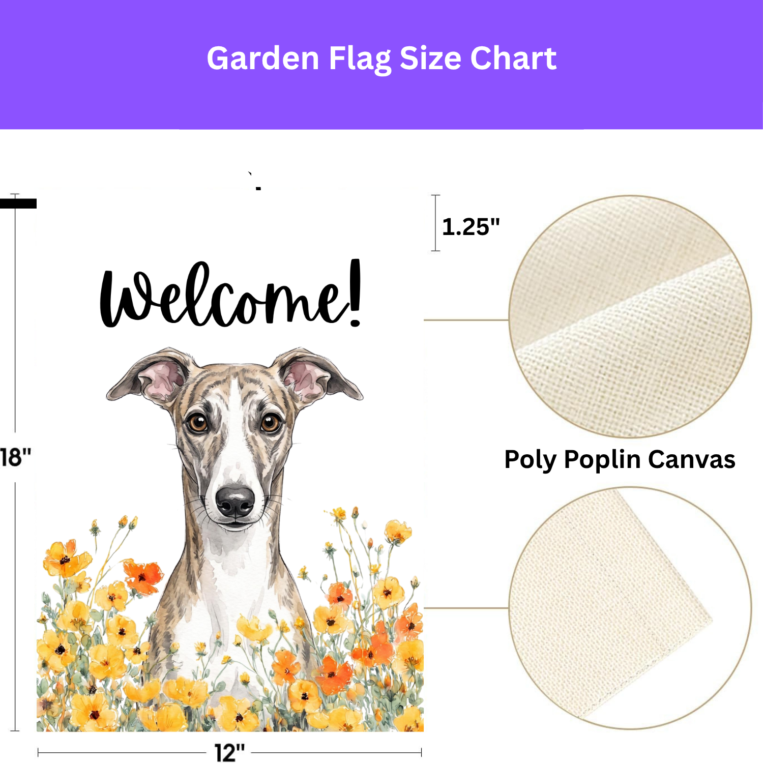 Yellow Poppies Whippet Welcome Garden Flag