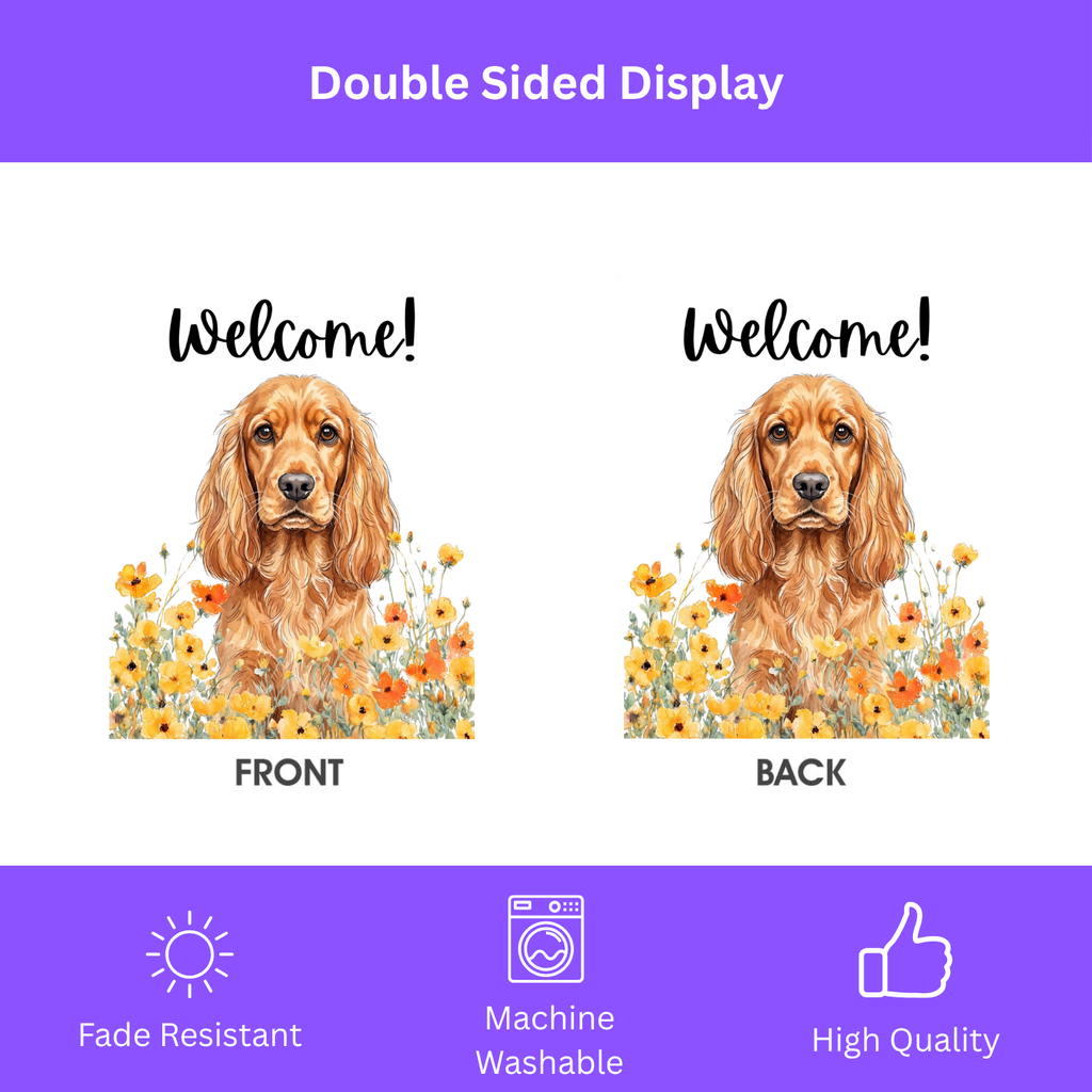 Yellow Poppies Cocker Spaniel Welcome Garden Flag