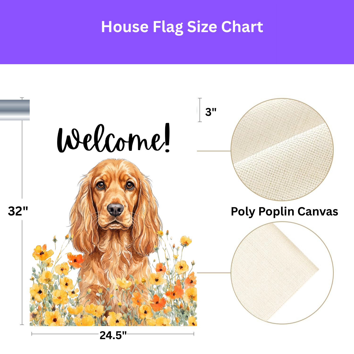 Yellow Poppies Cocker Spaniel Welcome Garden Flag