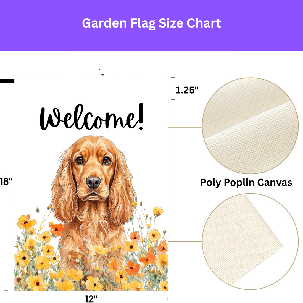 Yellow Poppies Cocker Spaniel Welcome Garden Flag
