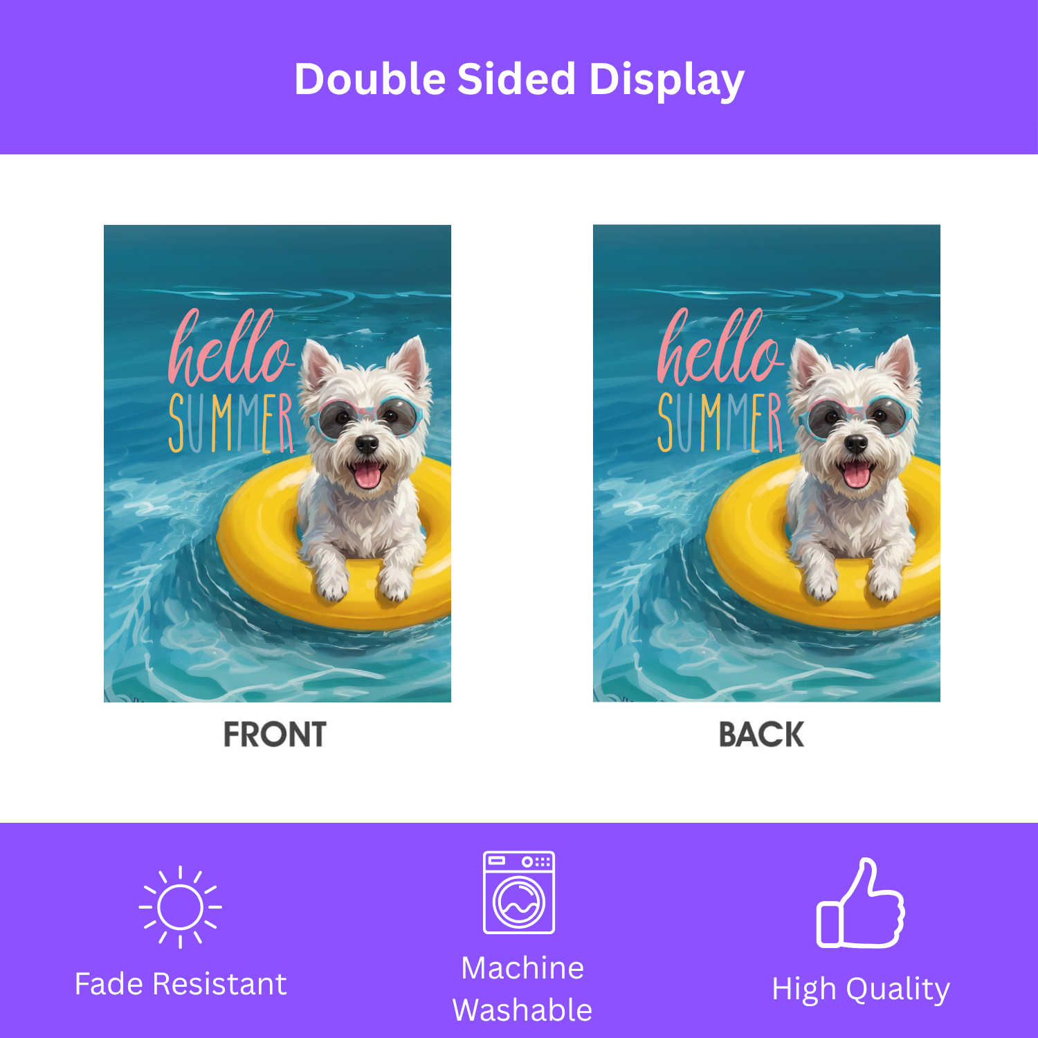 Hello Summer Westie Garden Flag