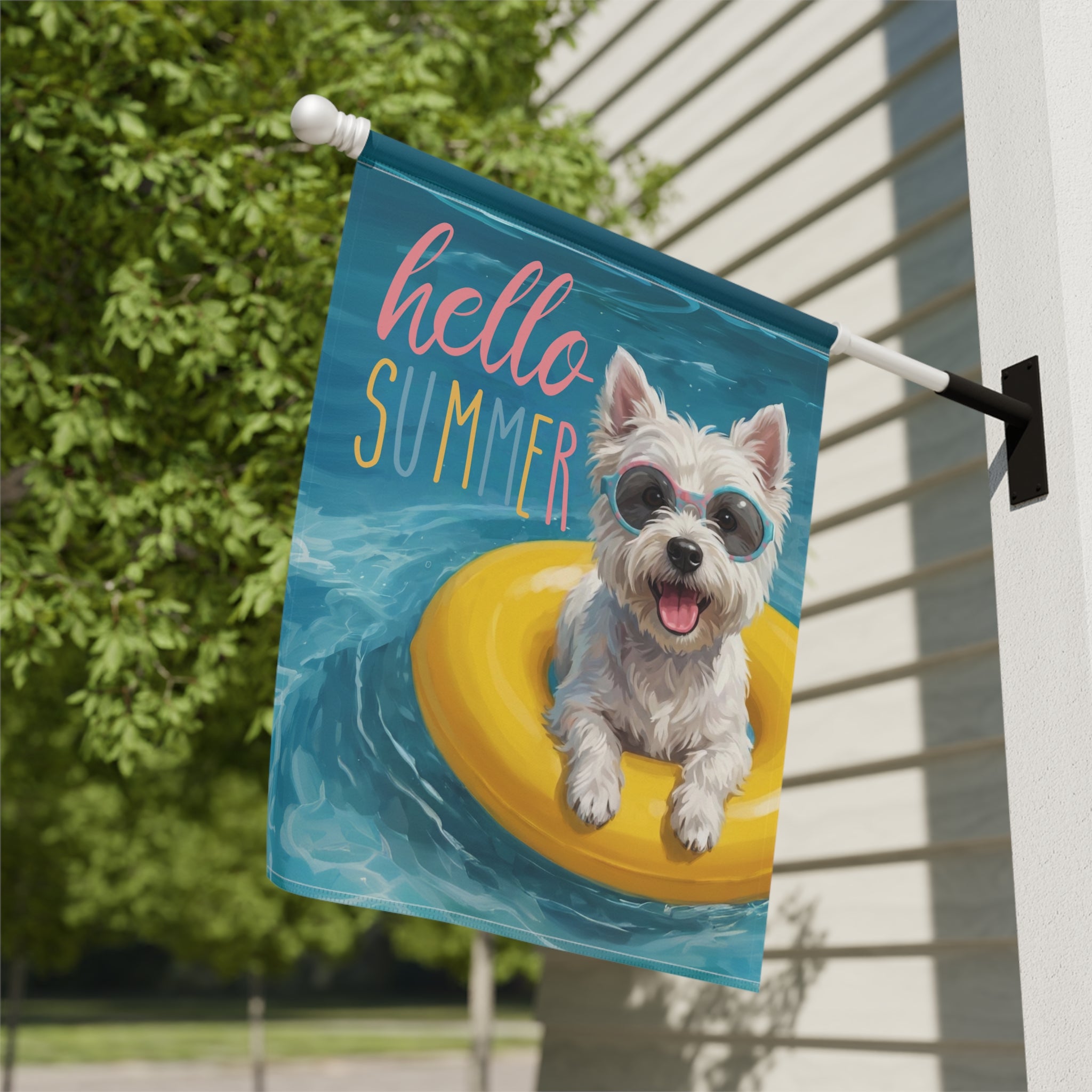 Hello Summer Westie Garden Flag