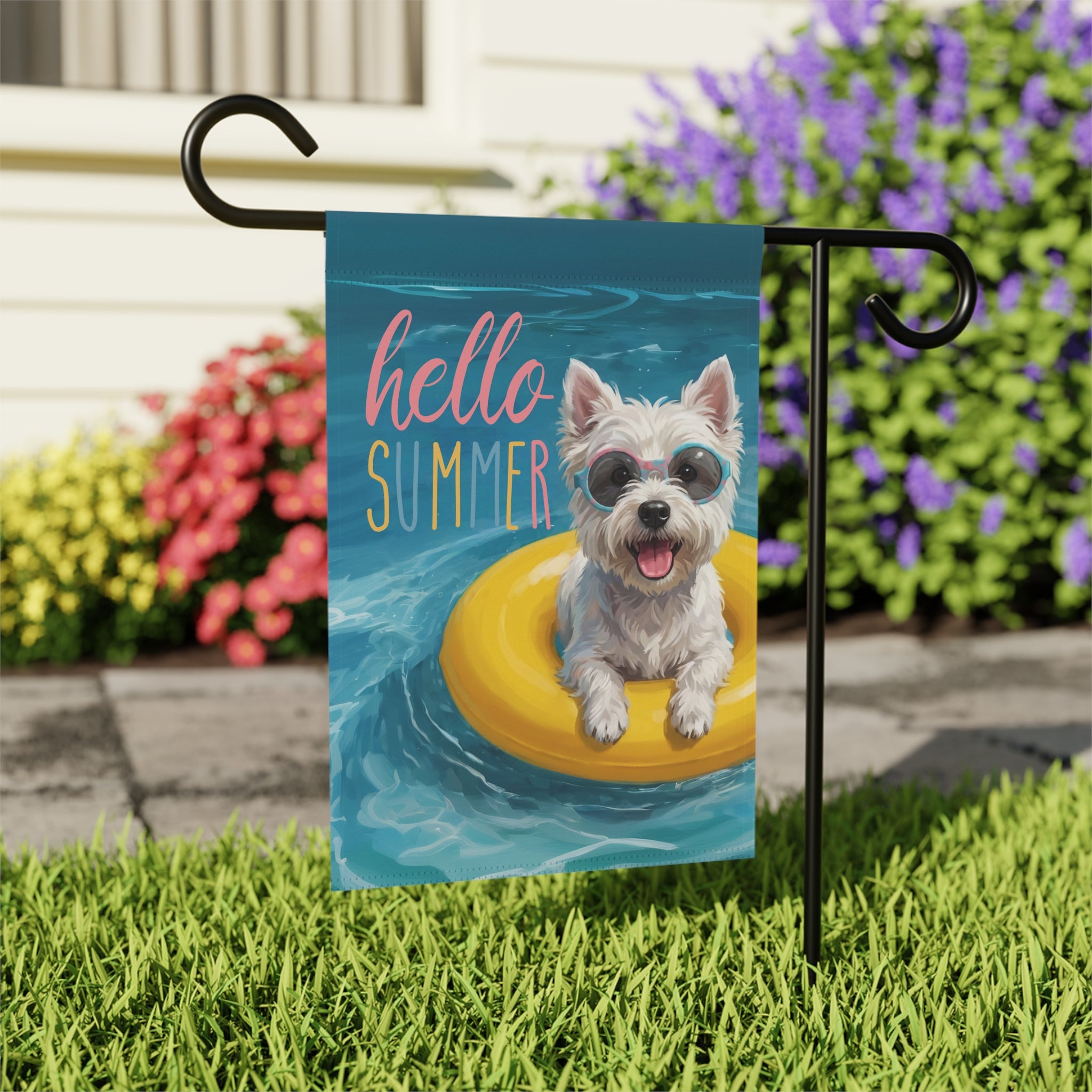 Hello Summer Westie Garden Flag