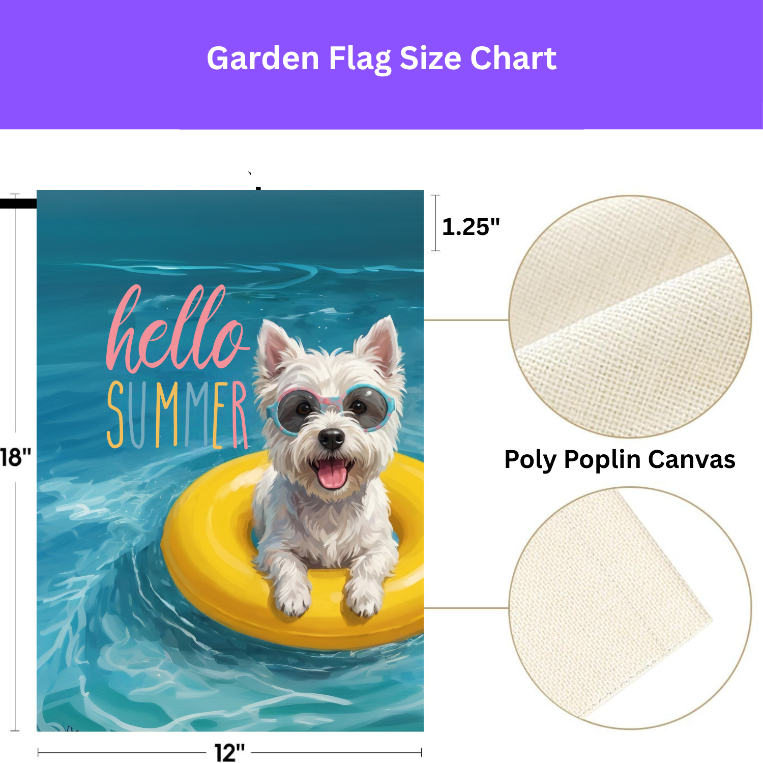 Hello Summer Westie Garden Flag