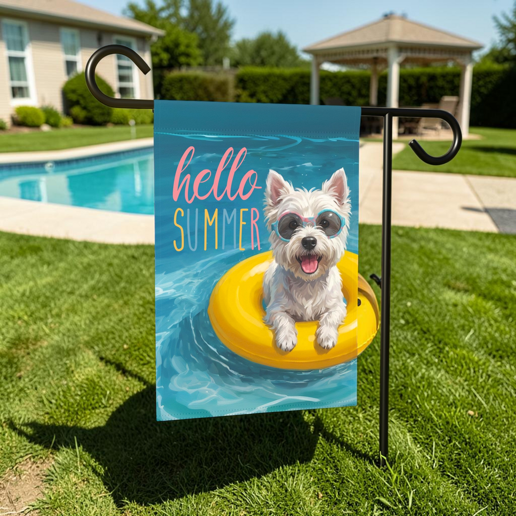 Hello Summer Westie Garden Flag