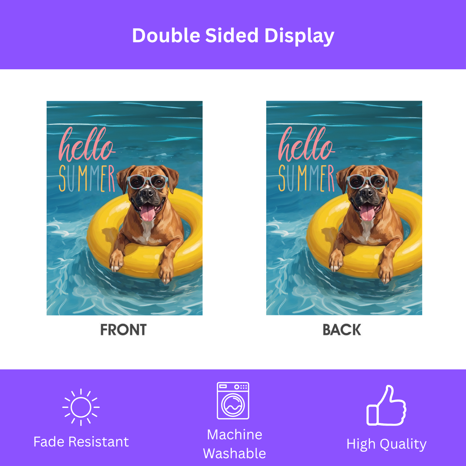 Hello Summer Boxer Garden Flag
