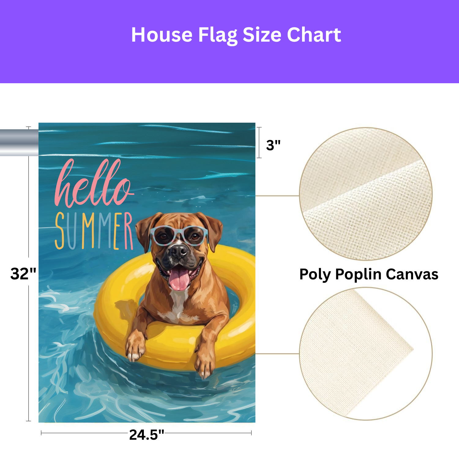 Hello Summer Boxer Garden Flag
