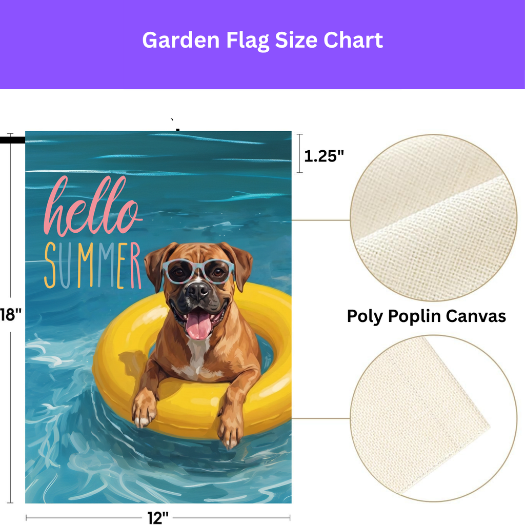 Hello Summer Boxer Garden Flag