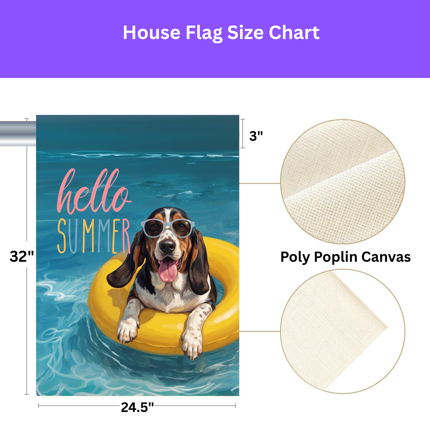Hello Summer Basset Hound Garden Flag