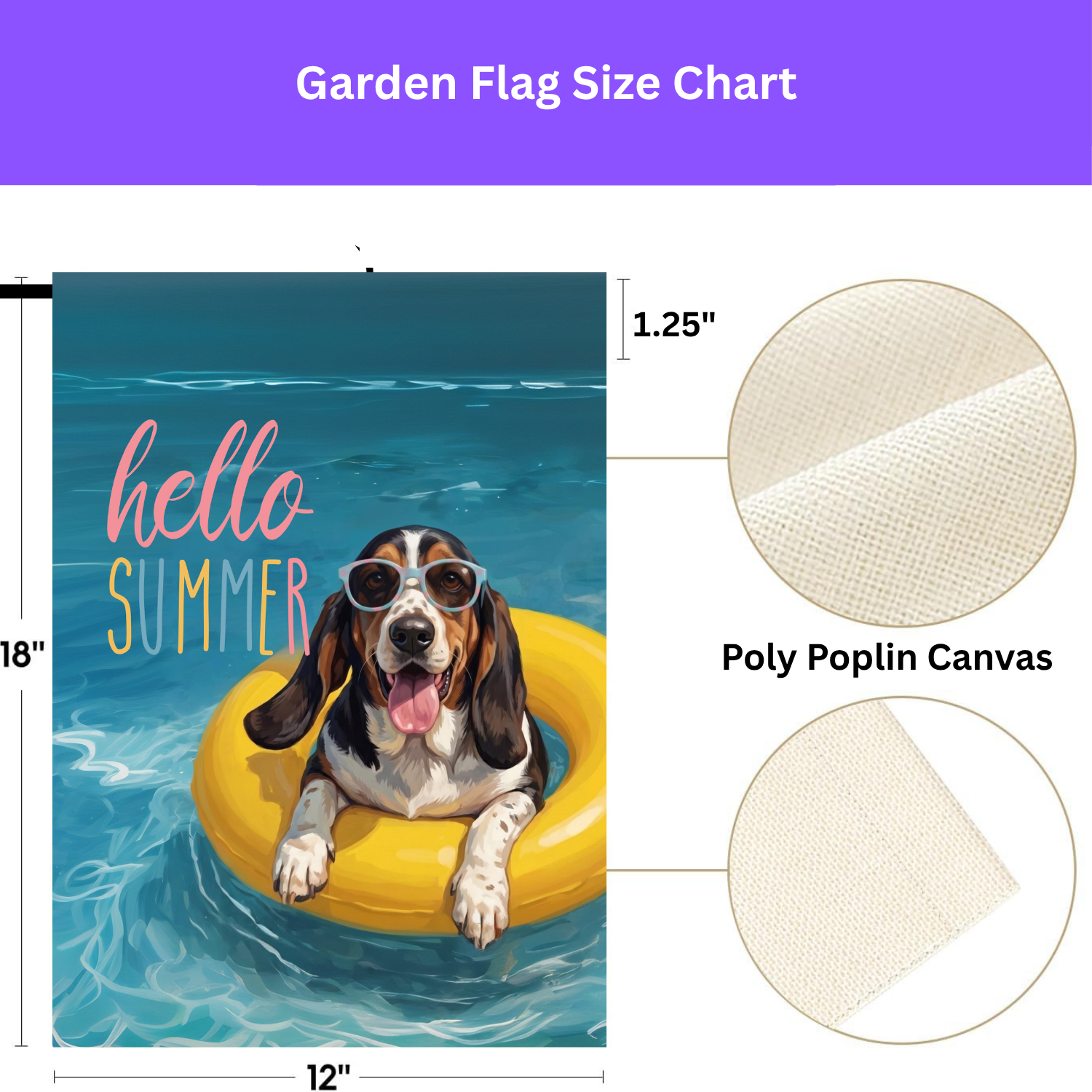 Hello Summer Basset Hound Garden Flag