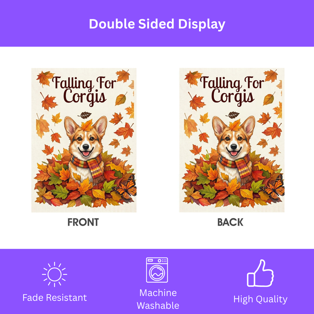 Falling For Corgis Autumn Garden Flag