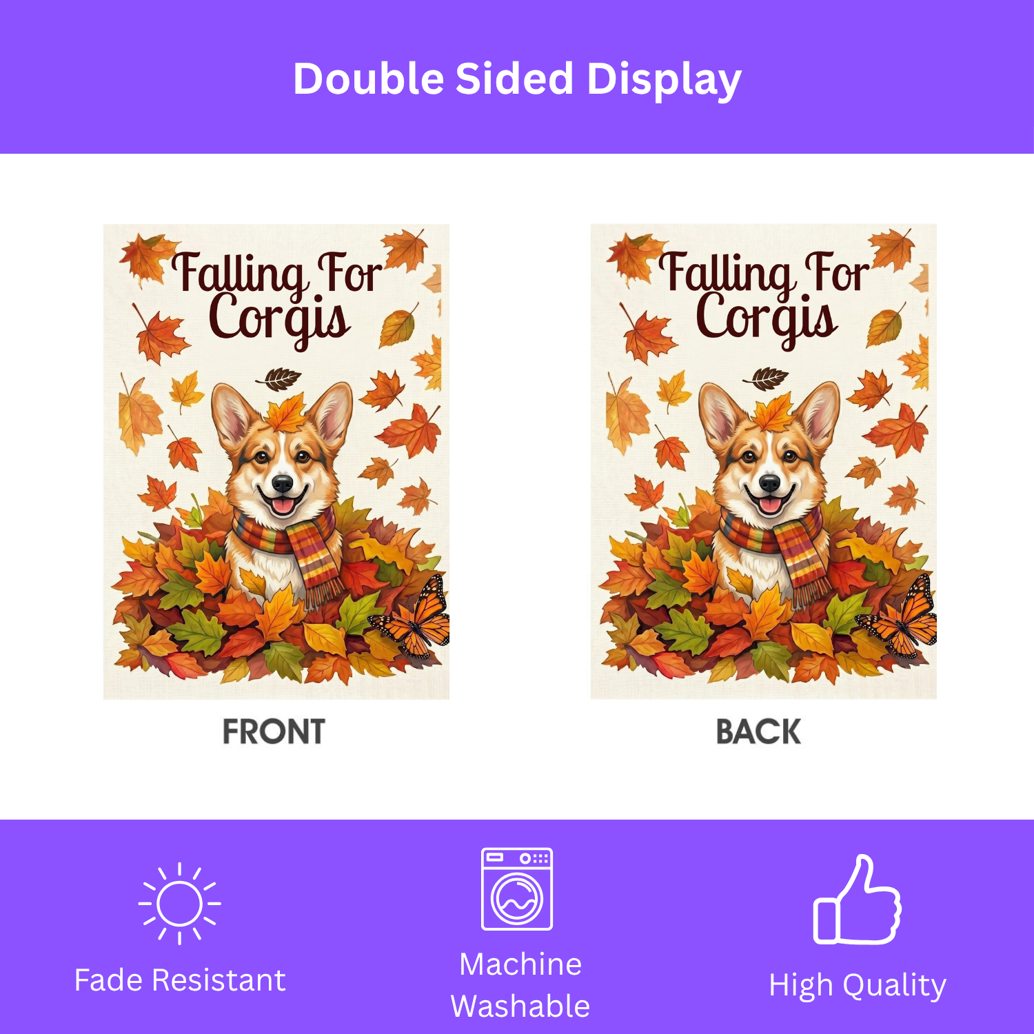 Falling For Corgis Autumn Garden Flag
