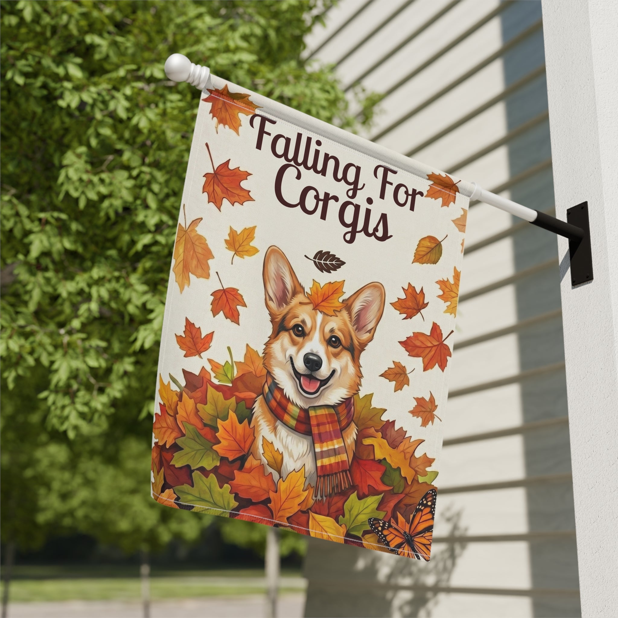 Falling For Corgis Autumn Garden Flag