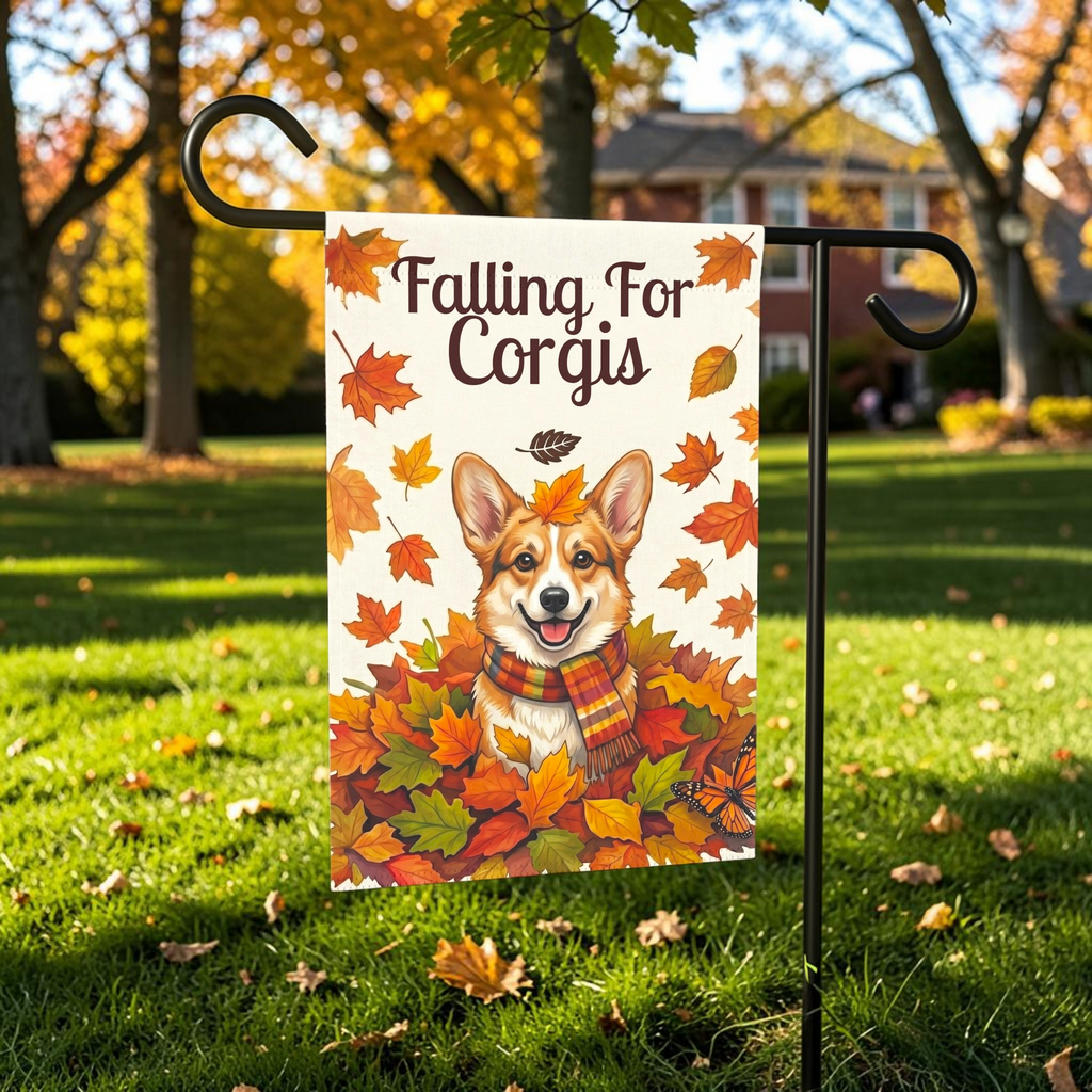 Falling For Corgis Autumn Garden Flag