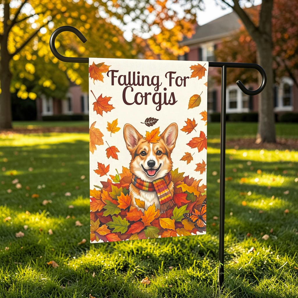 Falling For Corgis Autumn Garden Flag