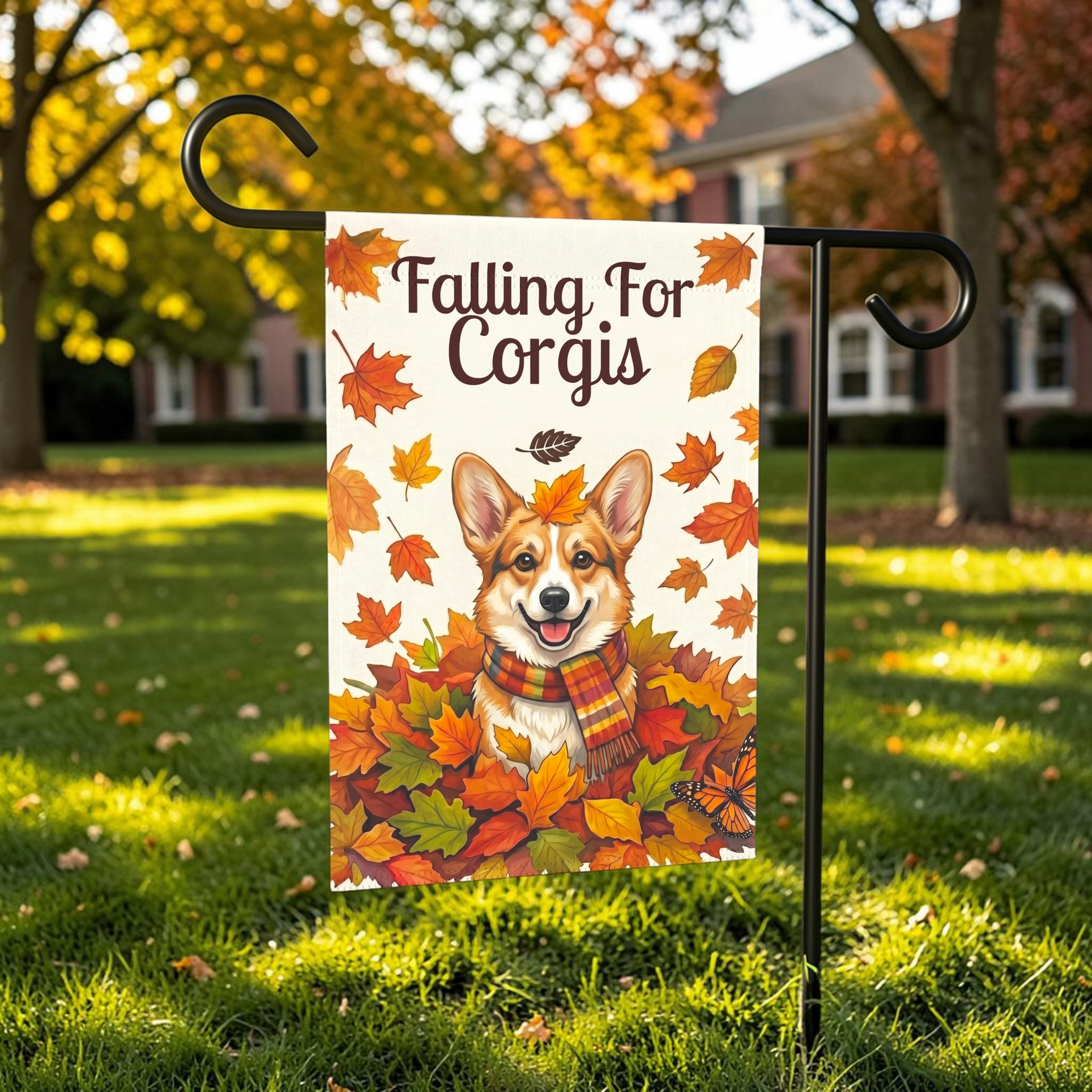 Falling For Corgis Autumn Garden Flag