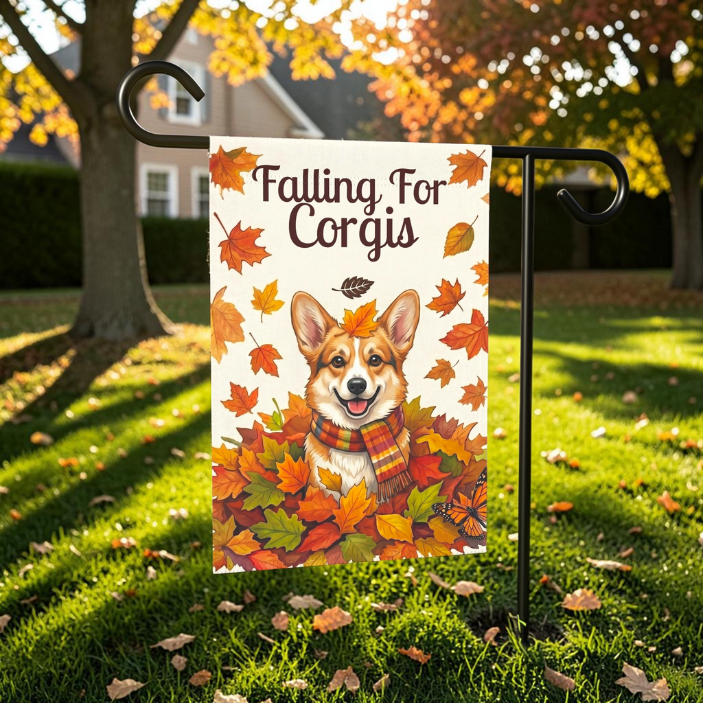 Falling For Corgis Autumn Garden Flag