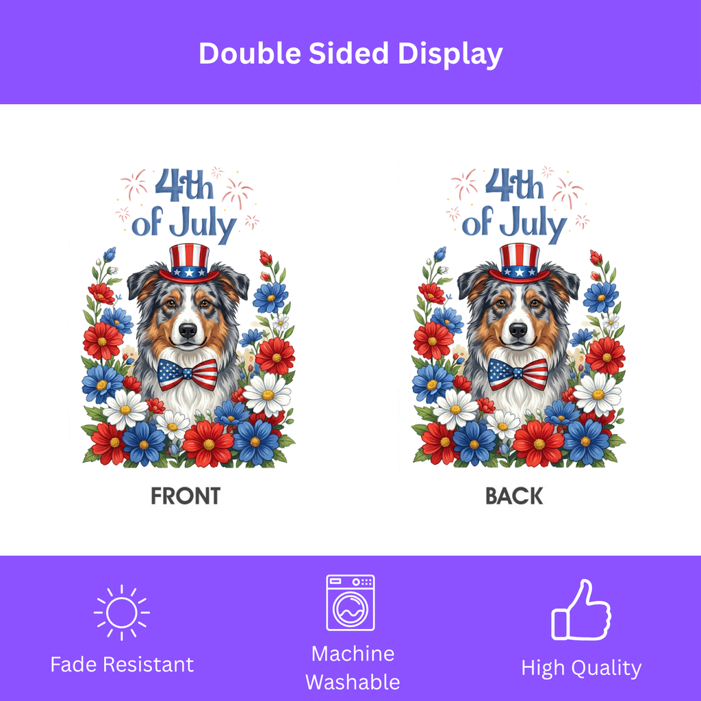 4th of July Australian Shepherd Garden Flag