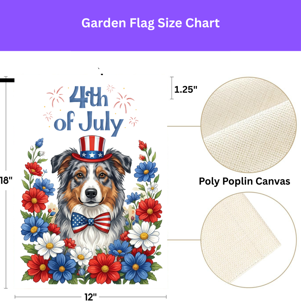 4th of July Australian Shepherd Garden Flag