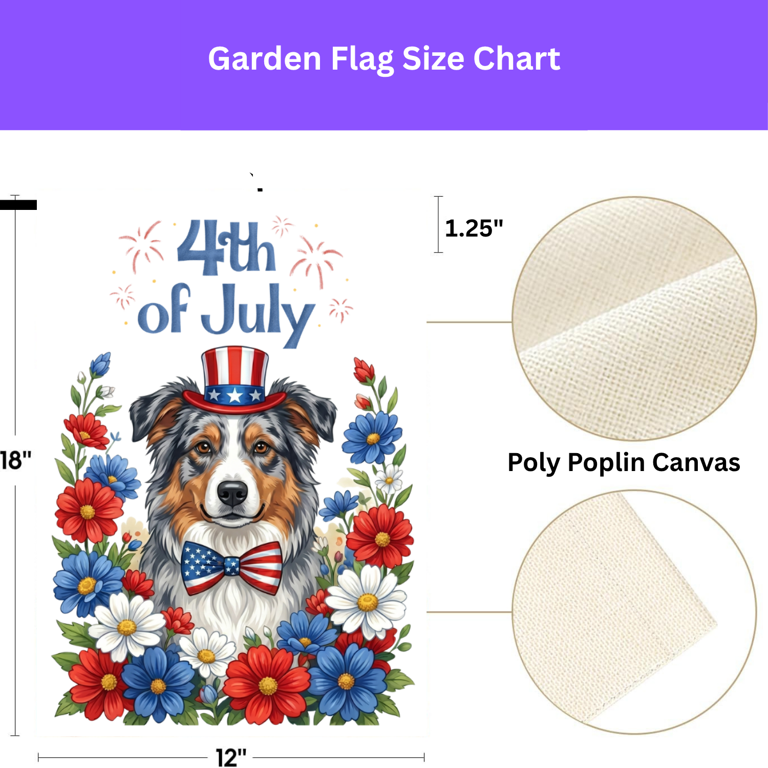 4th of July Australian Shepherd Garden Flag