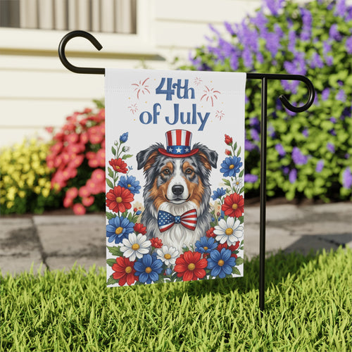 4th of July Australian Shepherd Garden Flag