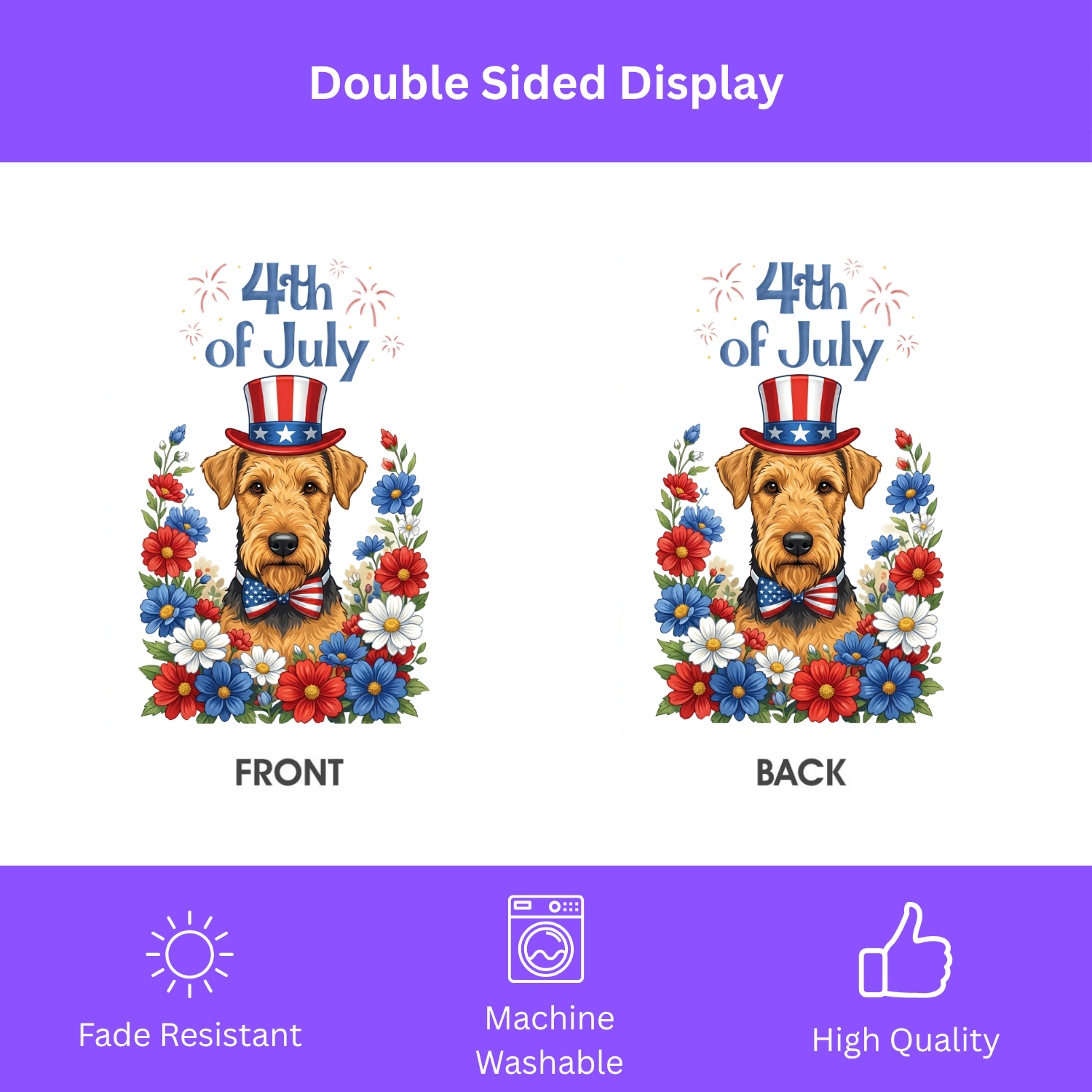 4th of July Airedale Terrier Garden Flag