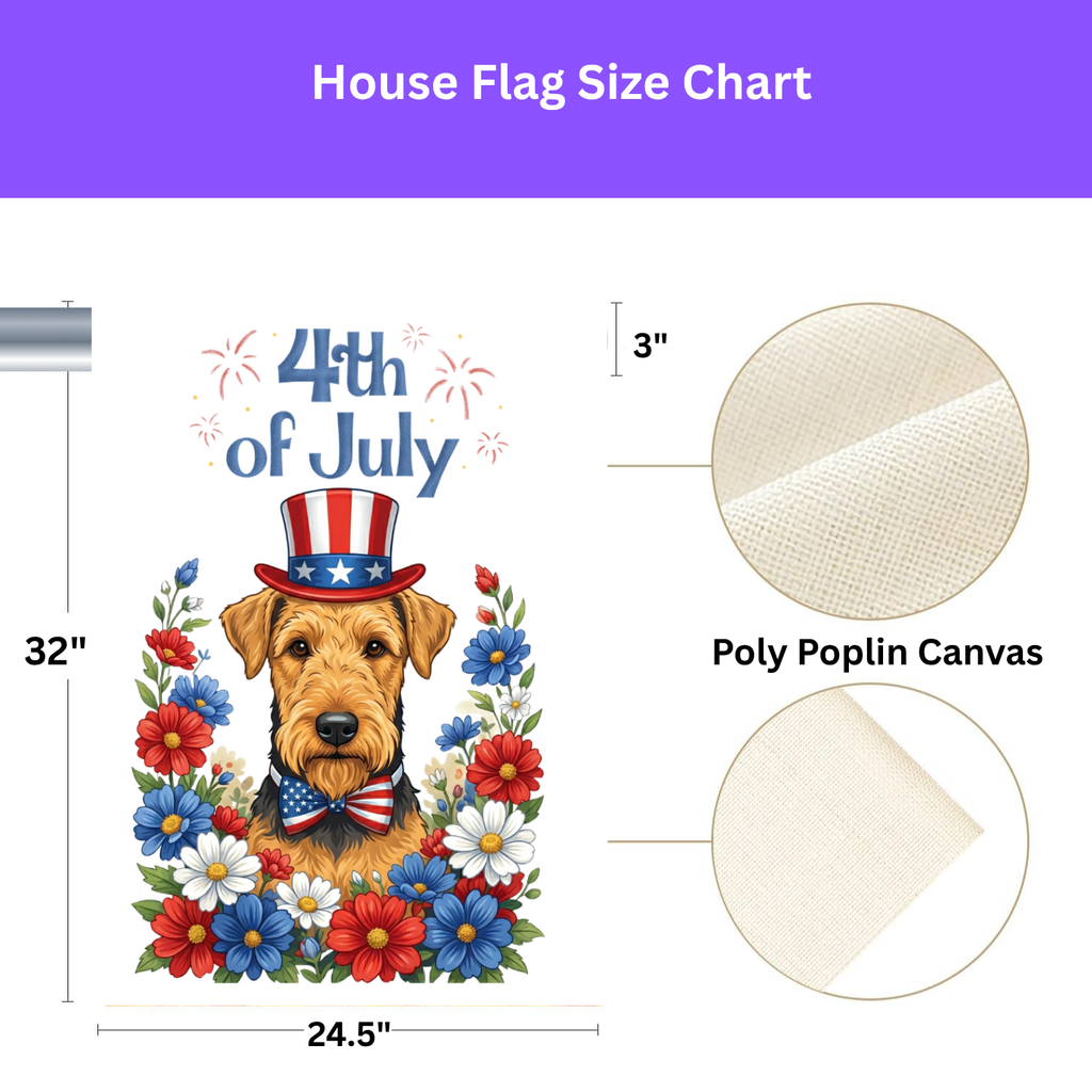 4th of July Airedale Terrier Garden Flag