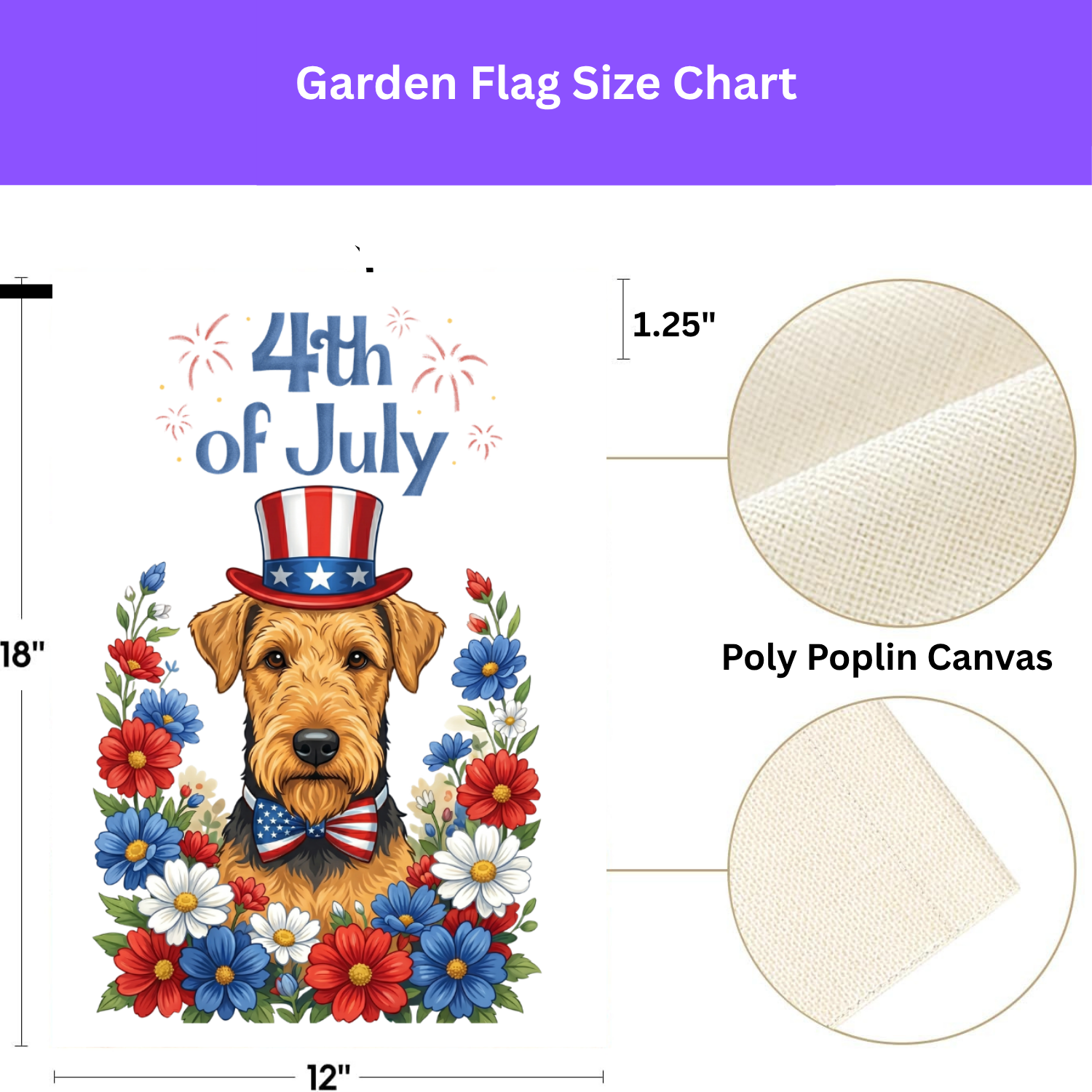 4th of July Airedale Terrier Garden Flag