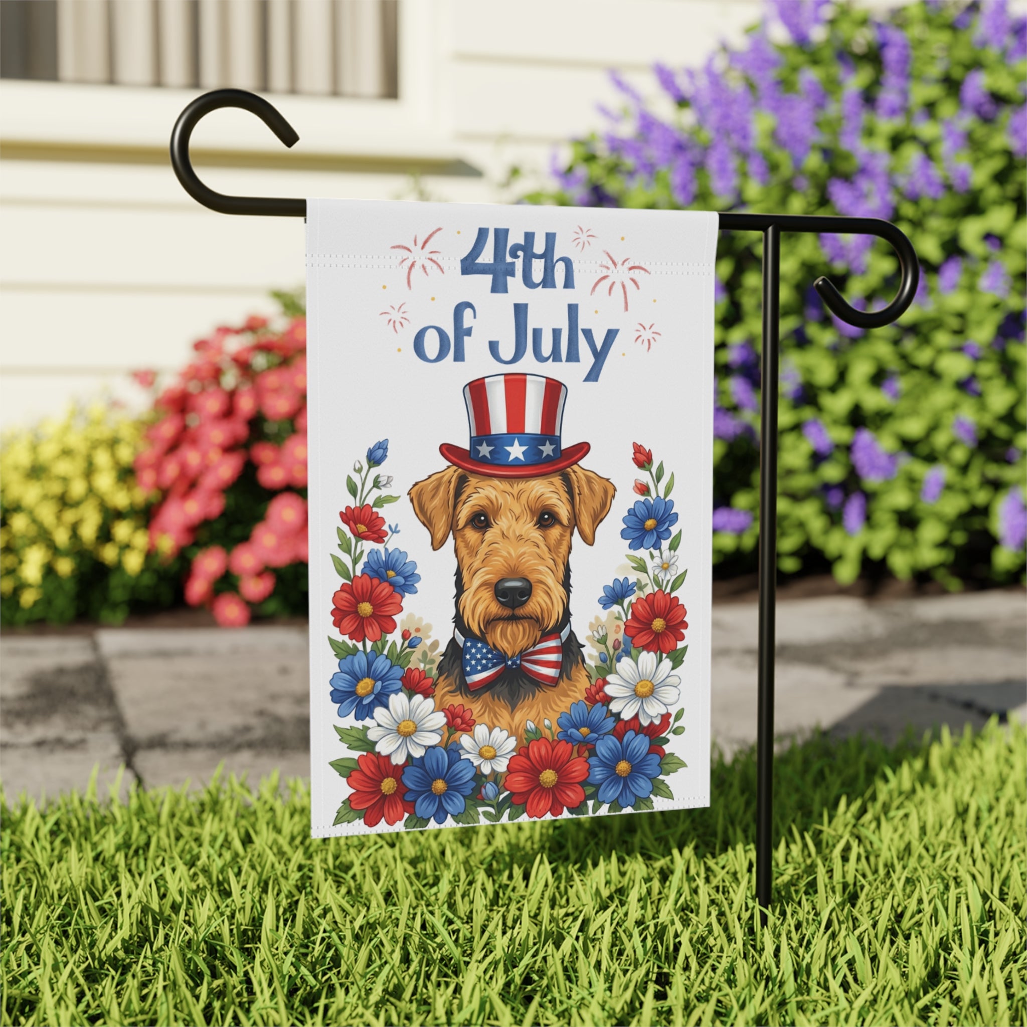 4th of July Airedale Terrier Garden Flag