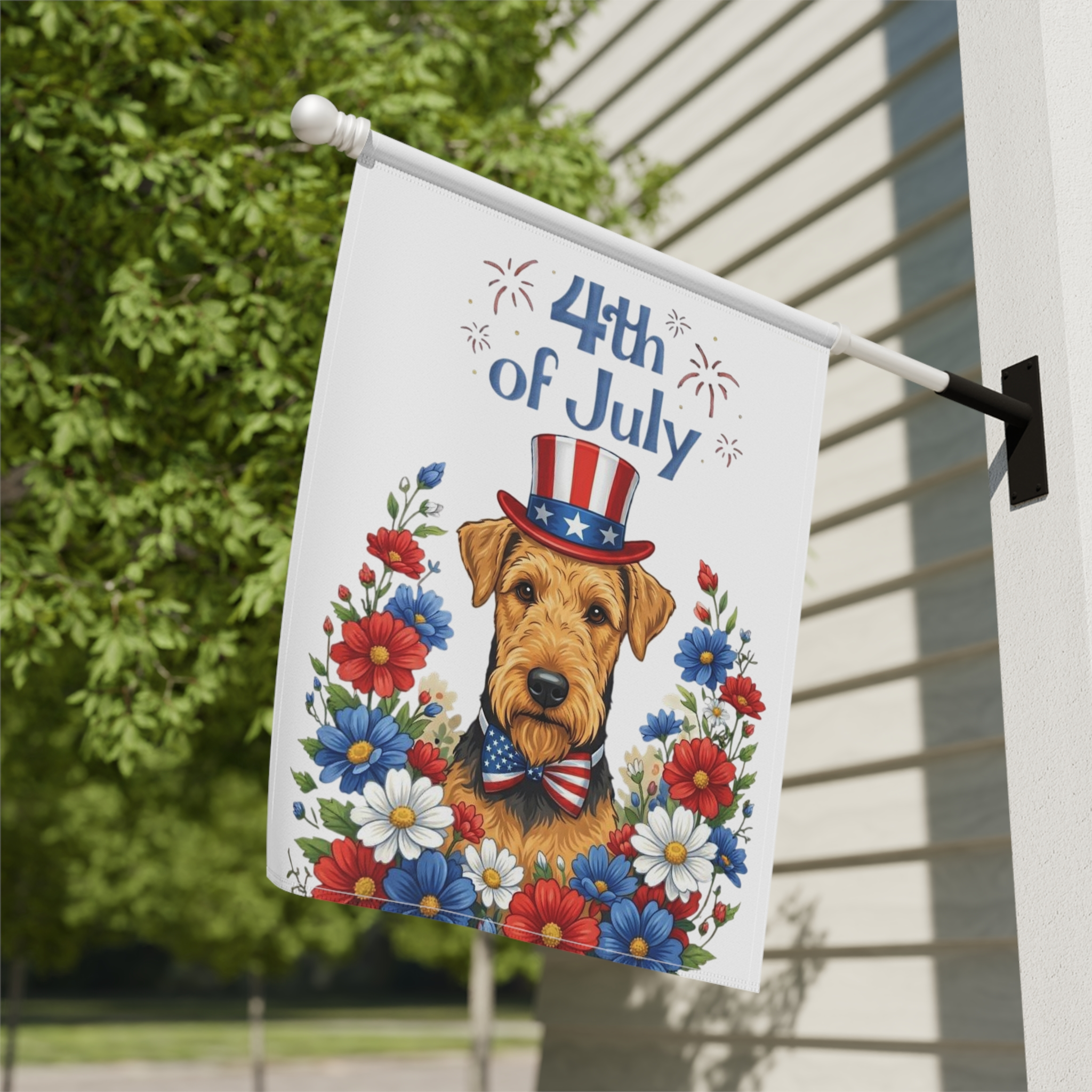 4th of July Airedale Terrier Garden Flag
