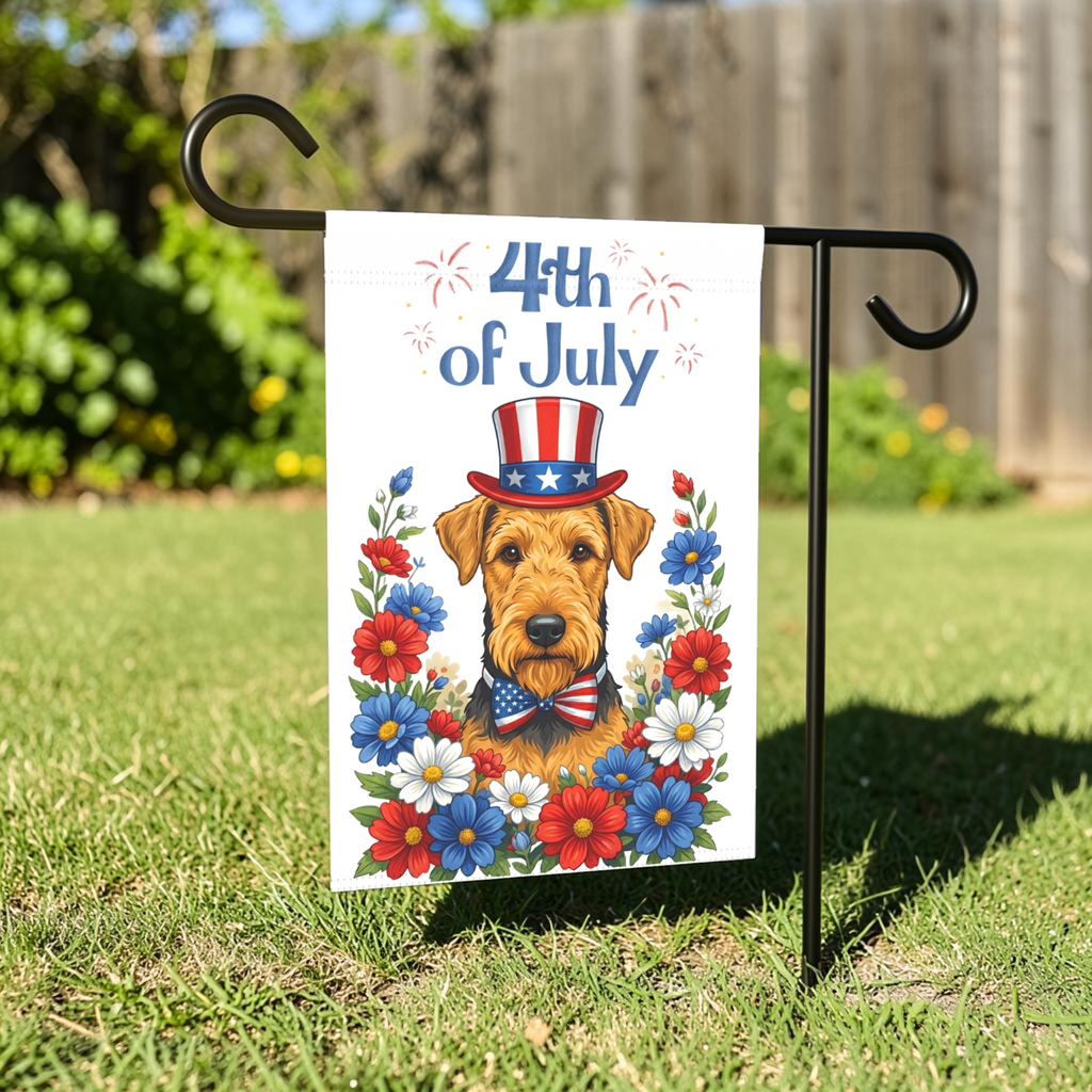 4th of July Airedale Terrier Garden Flag