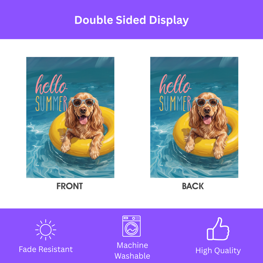 Hello Summer Cocker Spaniel Garden Flag