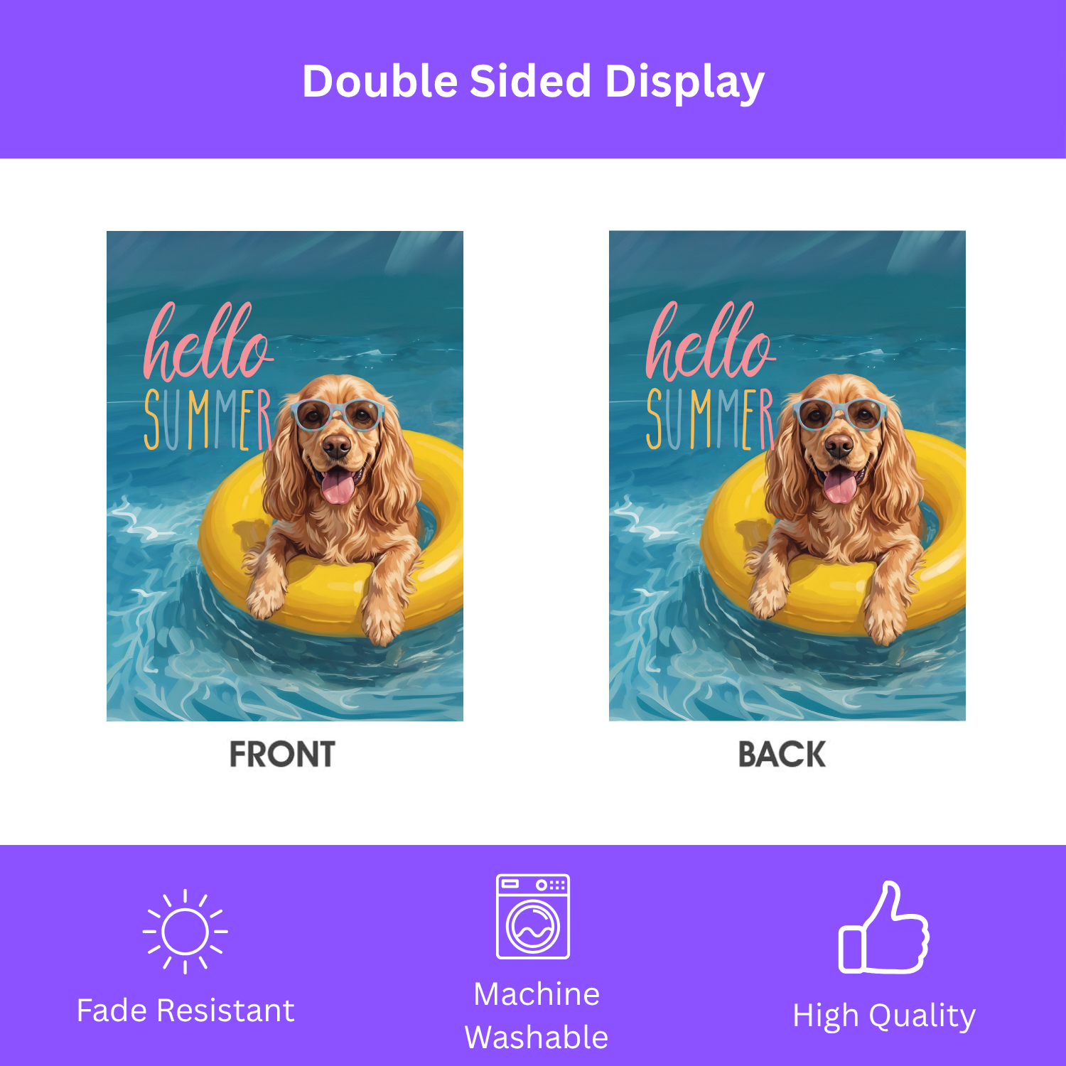Hello Summer Cocker Spaniel Garden Flag