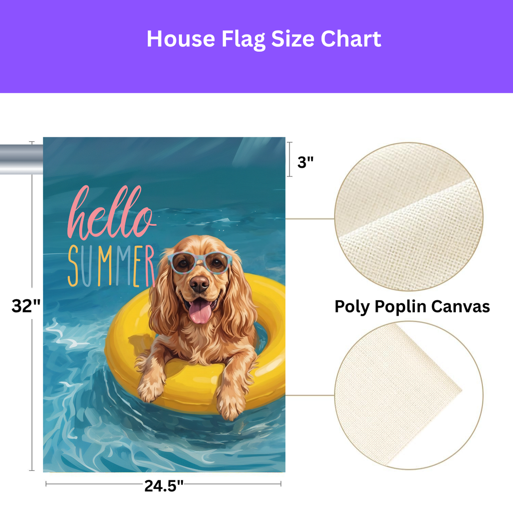 Hello Summer Cocker Spaniel Garden Flag