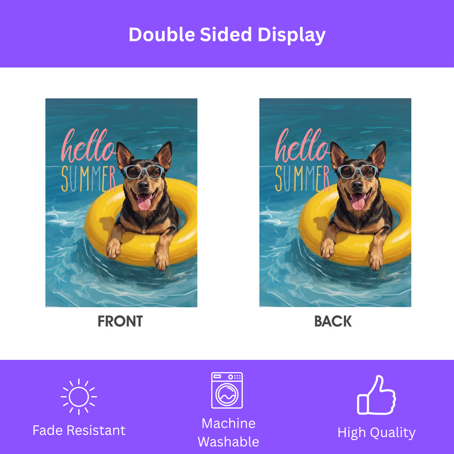 Hello Summer Australian Kelpie Garden Flag