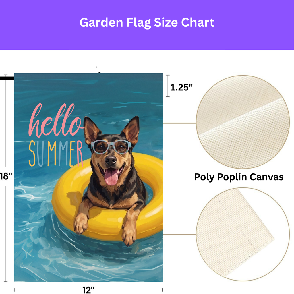 Hello Summer Australian Kelpie Garden Flag