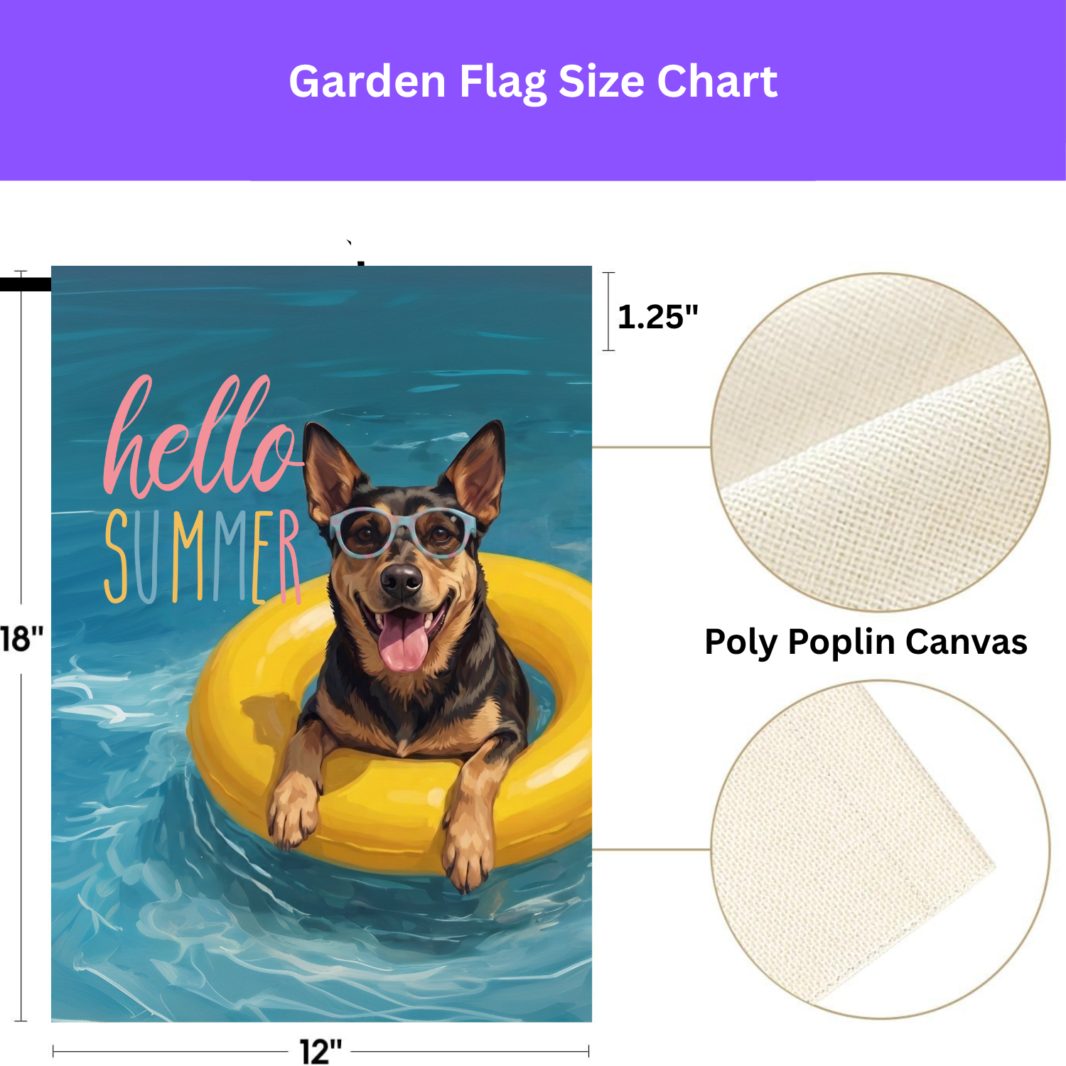 Hello Summer Australian Kelpie Garden Flag
