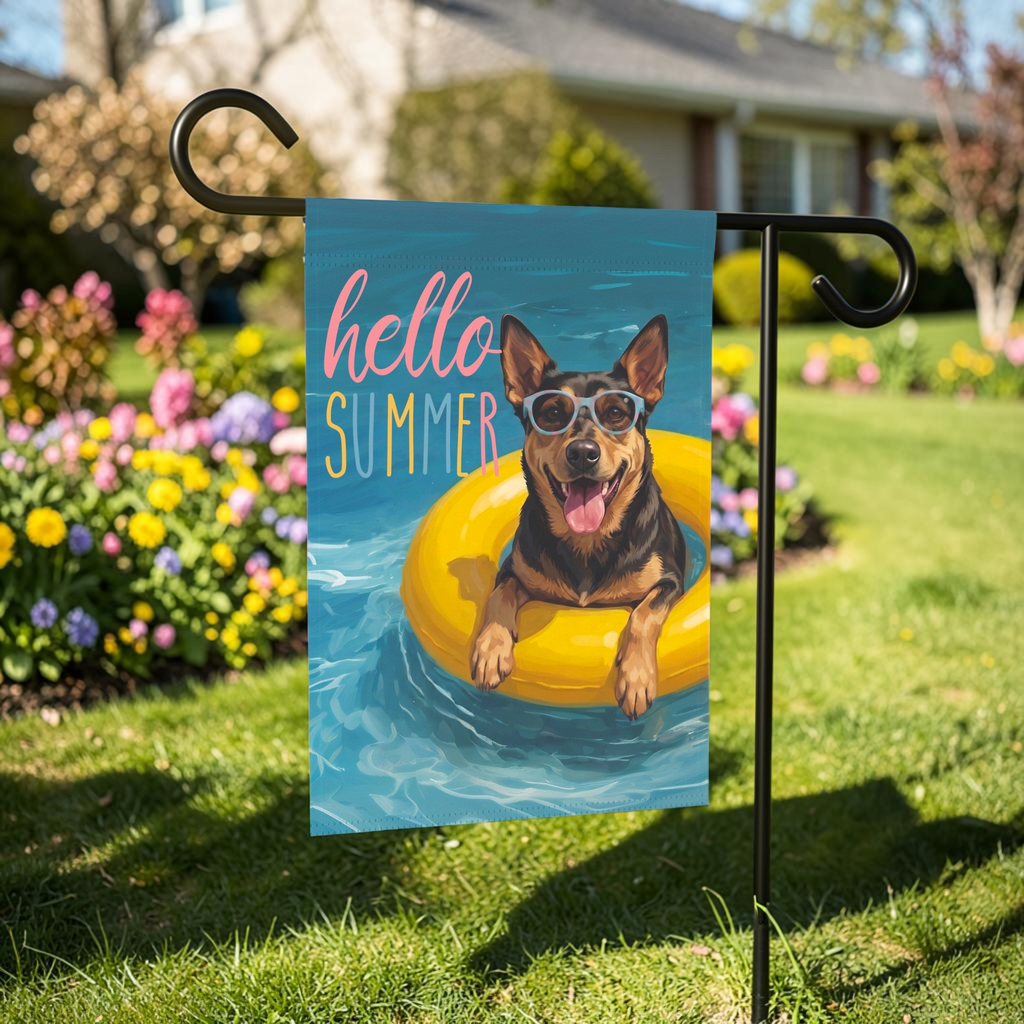 Hello Summer Australian Kelpie Garden Flag