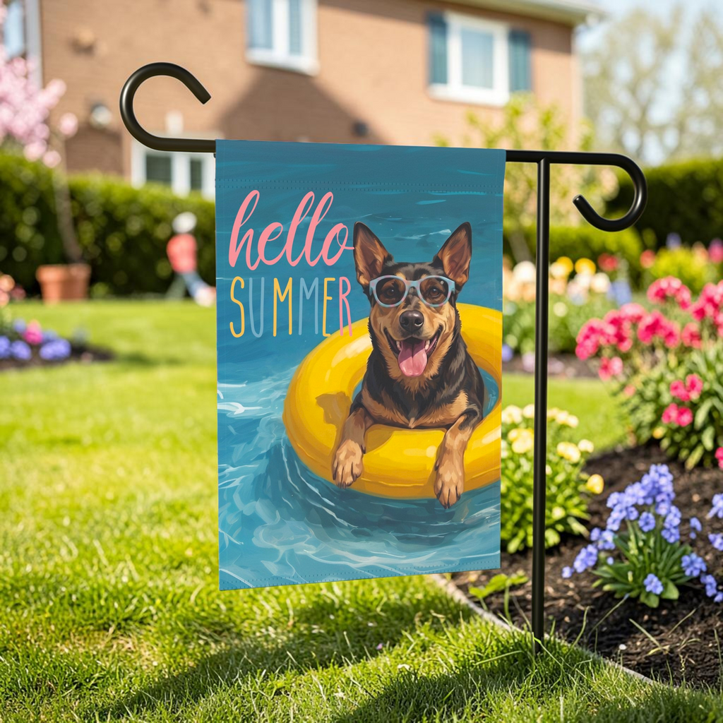 Hello Summer Australian Kelpie Garden Flag