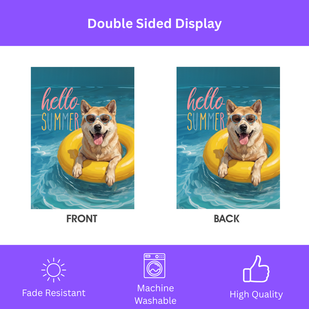 Hello Summer Akita Garden Flag