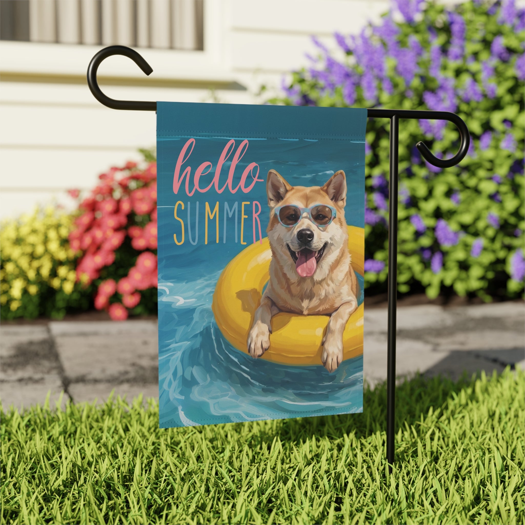 Hello Summer Akita Garden Flag