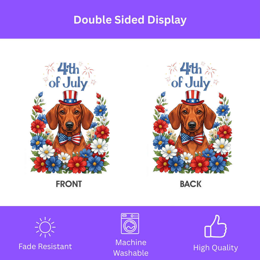 4th of July Short Hair Dachshund Garden Flag