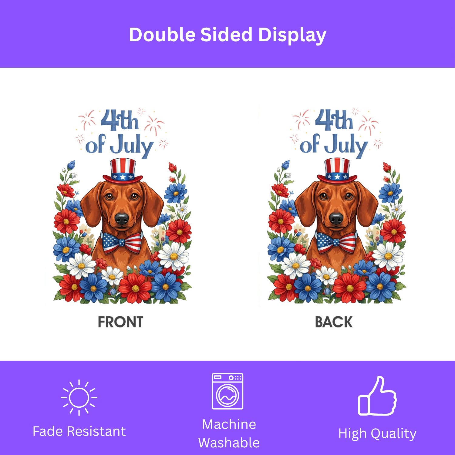 4th of July Short Hair Dachshund Garden Flag