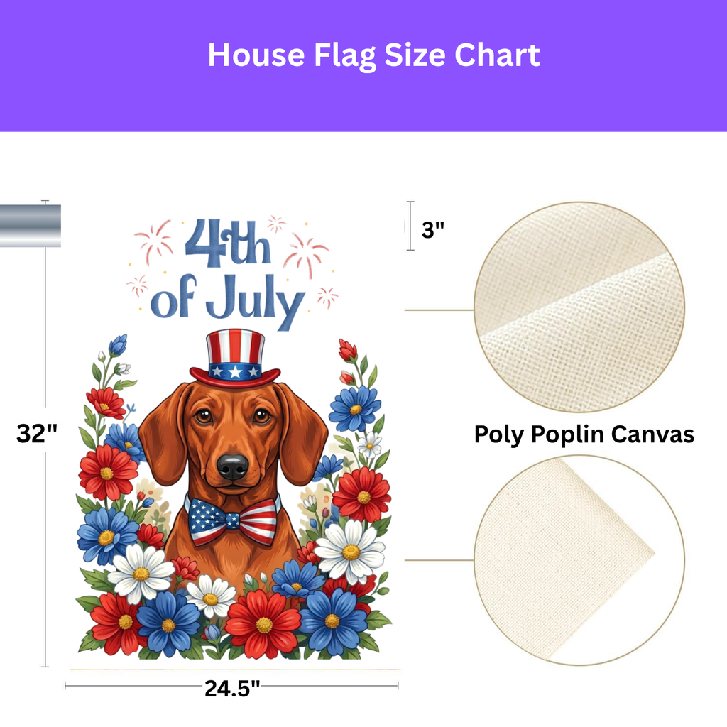 4th of July Short Hair Dachshund Garden Flag
