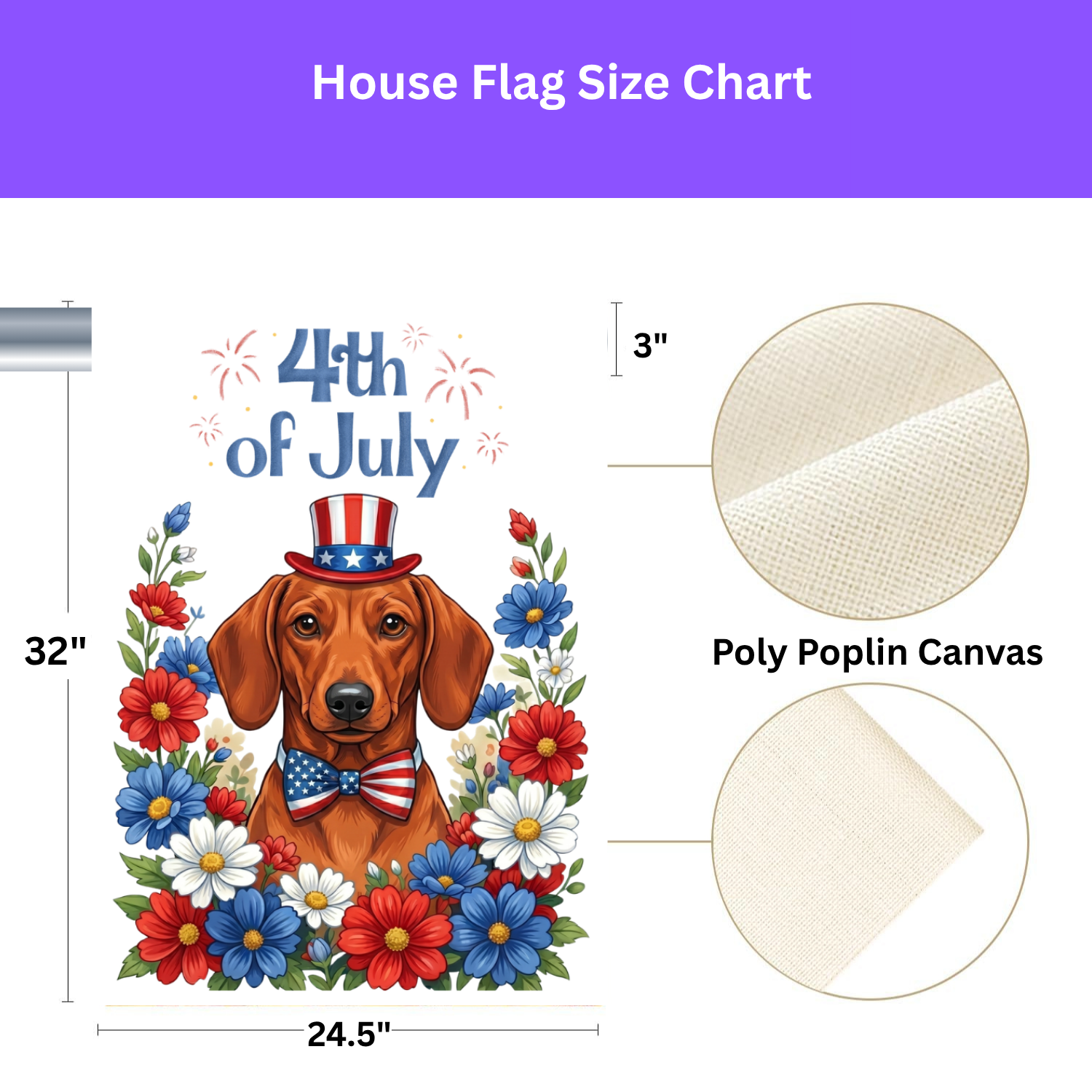 4th of July Short Hair Dachshund Garden Flag