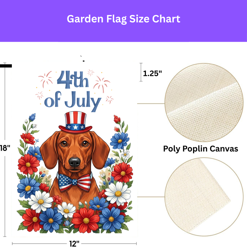 4th of July Short Hair Dachshund Garden Flag