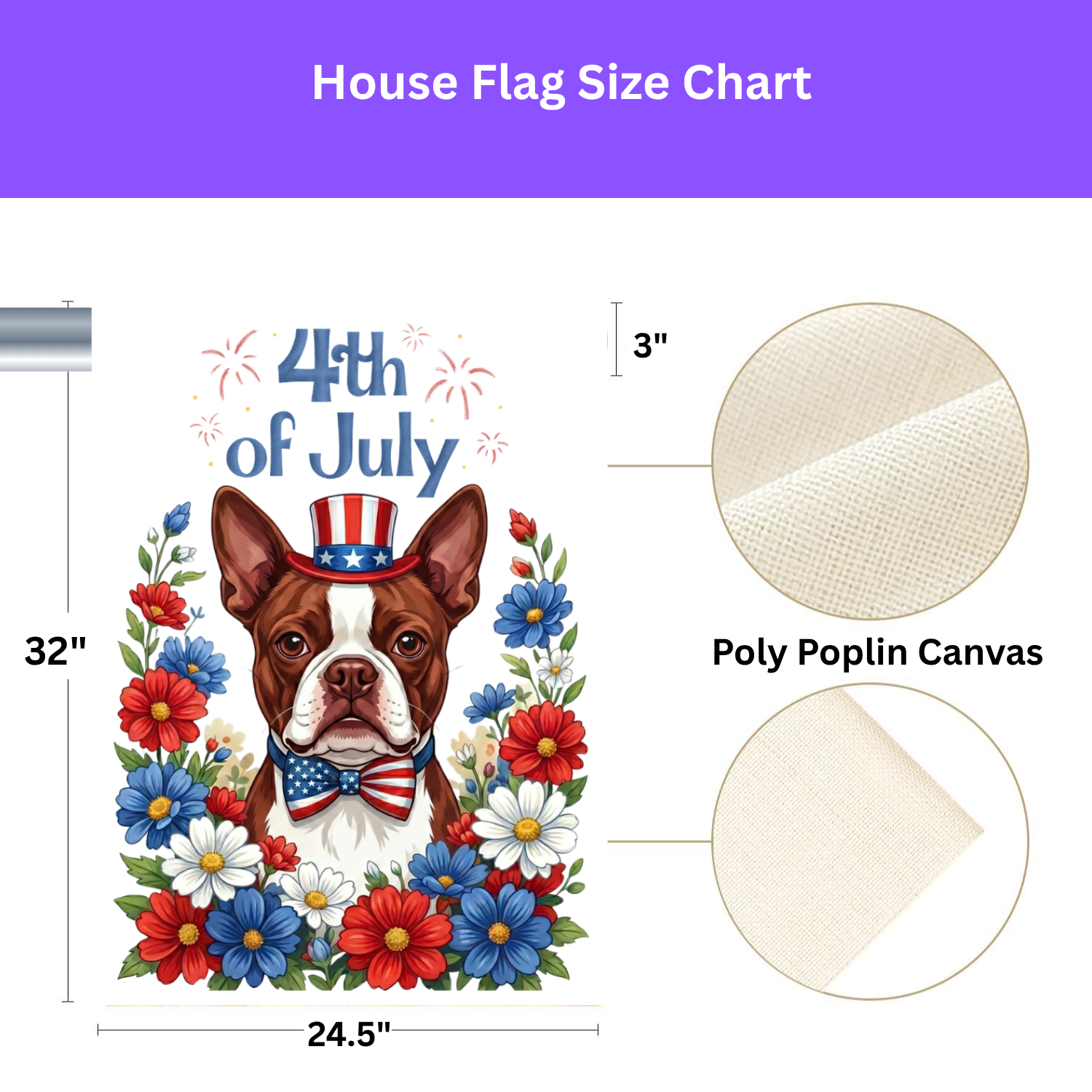 4th of July Red Boston Terrier Garden Flag