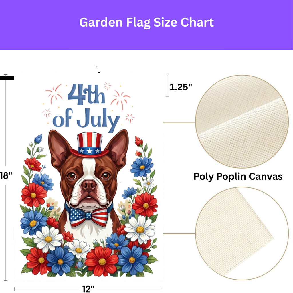 4th of July Red Boston Terrier Garden Flag