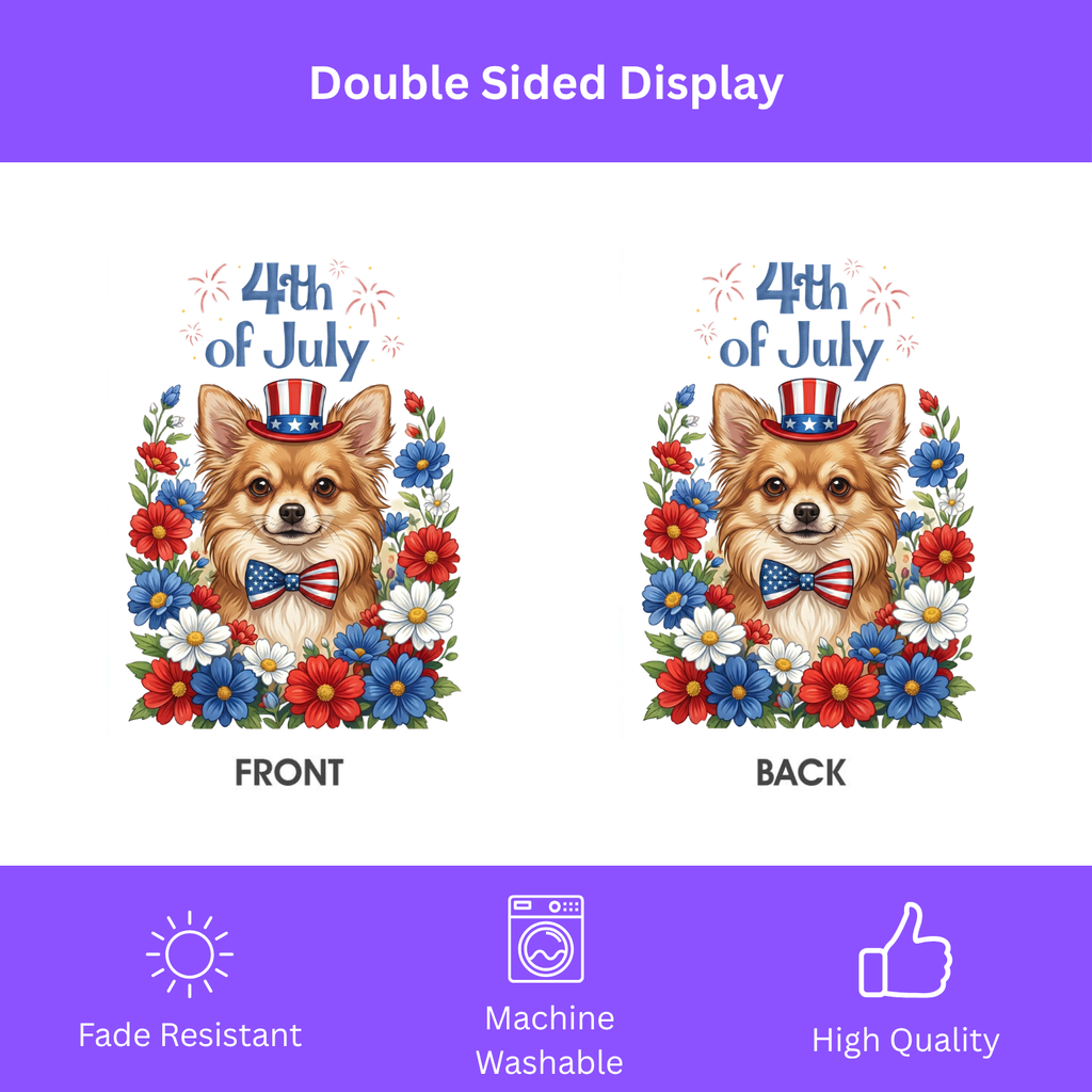 4th of July Long Hair Chihuahua Garden Flag
